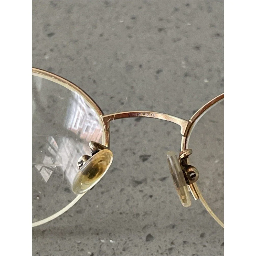 Safilo Eyeglasses Frames ONLY Gold Metal Full Rim 52-19-135 Gold Italy Half Rim